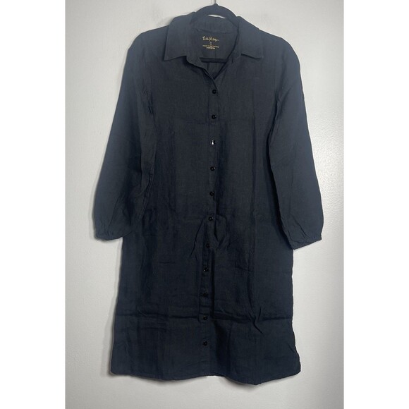 LILLY PULITZER Bethanne Linen Shirt Dress Size 0 Onyx Black NEW No Belt Coastal - Picture 2 of 11